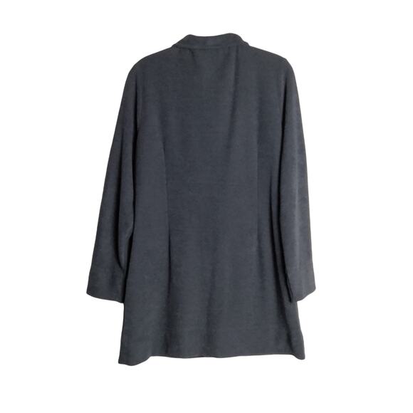 Soft Surroundings Sz S Navy Buckle Closure Knit Long Line Cardigan Soft Collared - Picture 2 of 5